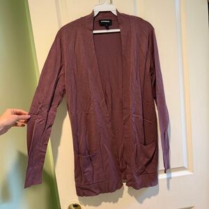 Express Open-Front Cardigan Sweater - Dusty Mauve